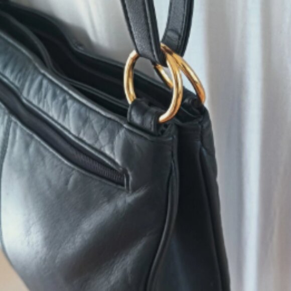 Gaba-Gaba Genuine Leather Multiple Compartments Shoulder Bag Handbag Black Soft - Picture 16 of 17